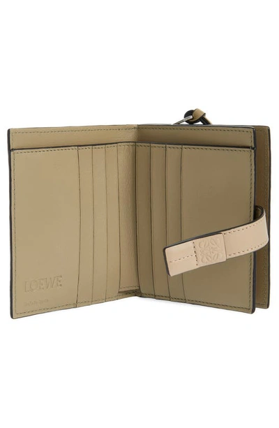 Shop Loewe Anagram Tab Leather Wallet In Artichoke Green/ Dusty Beige