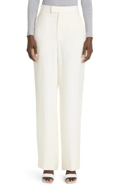 St John Silk-blend Heavy Georgette Straight-leg Pants In Ecru