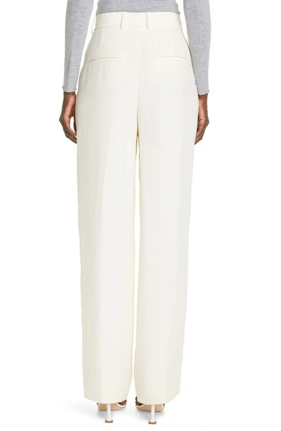 St John Silk-blend Heavy Georgette Straight-leg Pants In Ecru