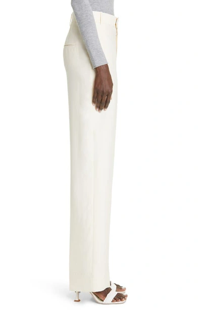 St John Silk-blend Heavy Georgette Straight-leg Pants In Ecru