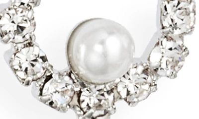 Shop Cristabelle Open Crystal & Imitation Pearl Drop Earrings In Crystal/ Pearl/ Rhodium