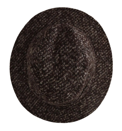 Shop Dolce & Gabbana Elegant Gray Tweed Wide Brim Women's Hat