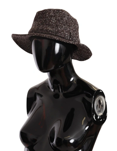 Shop Dolce & Gabbana Elegant Gray Tweed Wide Brim Women's Hat