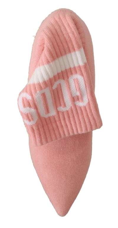 Shop Gcds Pink Suede Logo Socks Block Heel Ankle Boots Women's Shoes