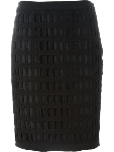 Moschino Perforated Pencil Skirt In Black