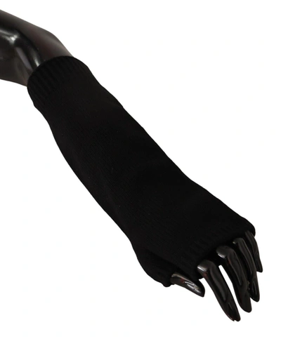 Shop Dolce & Gabbana Elegant Black Cashmere Fingerless Women's Gloves