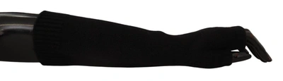 Shop Dolce & Gabbana Elegant Black Cashmere Fingerless Women's Gloves