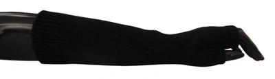 Dolce & Gabbana Black Knitted Fingerless Elbow Length Gloves In Black