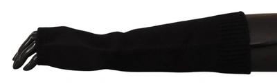 Dolce & Gabbana Black Knitted Fingerless Elbow Length Gloves In Black