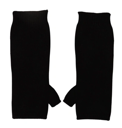 Shop Dolce & Gabbana Elegant Black Cashmere Fingerless Women's Gloves
