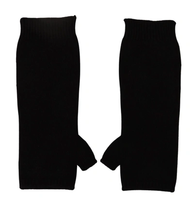 Dolce & Gabbana Black Knitted Fingerless Elbow Length Gloves In Black