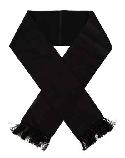 Shop Dolce & Gabbana Black Patterned Silk Wrap Fringes Men's Scarf