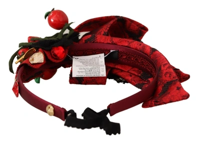 Shop Dolce & Gabbana Red Tiara Berry Fruit Crystal Bow Hair Diadem Women's Headband