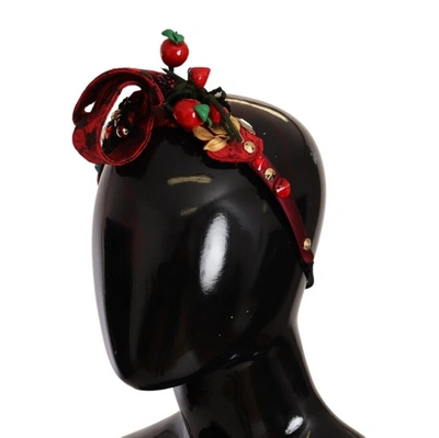 Shop Dolce & Gabbana Red Tiara Berry Fruit Crystal Bow Hair Diadem Women's Headband