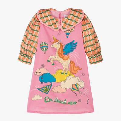 Shop Eirene Girls Pink Satin Unicorn Dress