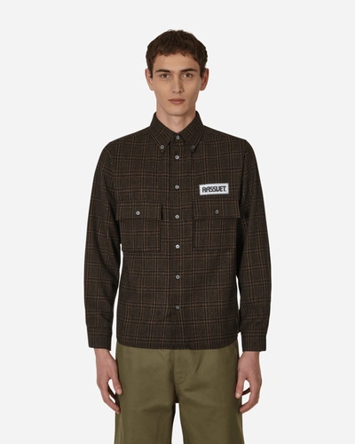 Shop Paccbet Checked Two Pocket Shirt In Brown