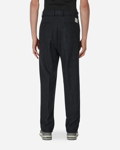 Shop Paccbet Checked Pleated Trousers In Blue