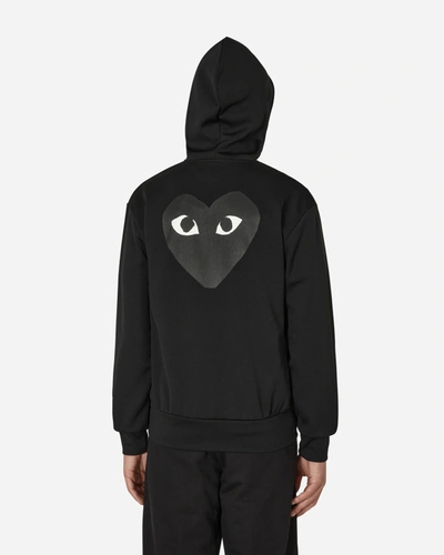 Shop Comme Des Garçons Play Big Hearts Hooded Sweatshirt In Black