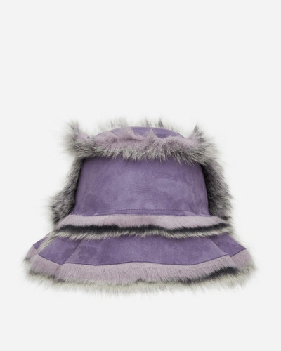 Shop Acne Studios Shearling Bucket Hat In Purple
