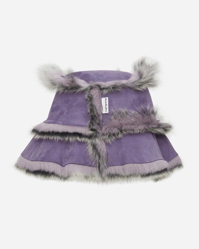 Shop Acne Studios Shearling Bucket Hat In Purple