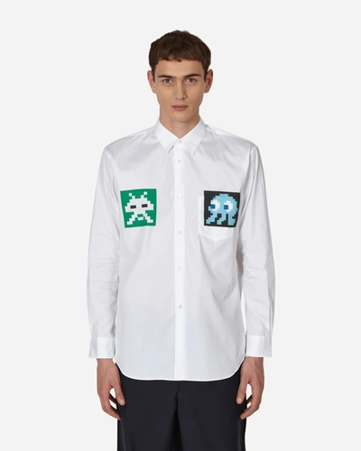 Shop Comme Des Garçons Shirt Invader Poplin Shirt In White