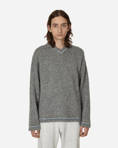 Shop Erl Washed V-neck Sweater In Grey