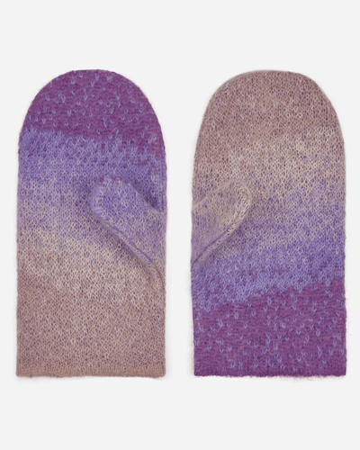 Shop Erl Gradient Knit Gloves In Purple