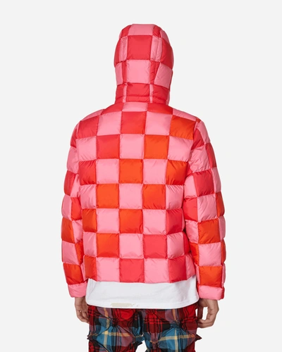 Shop Erl Gradient Checker Hooded Puffer Jacket In Pink