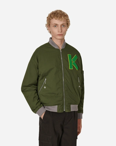 Shop Kenzo Varsity Bomber Jacket In Green