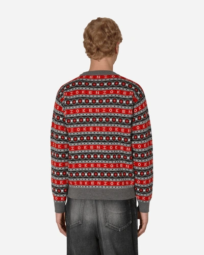Kenzo Stripe-jacquard Wool Sweater In Red