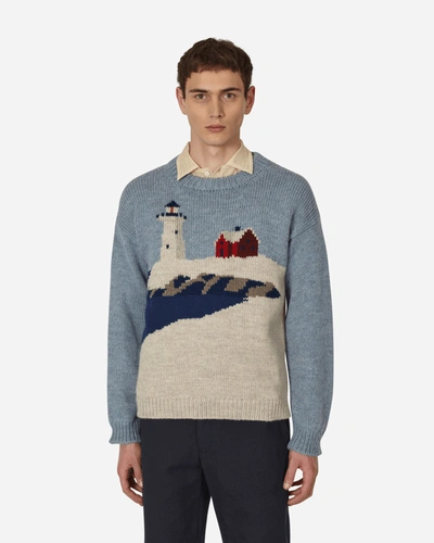 Shop Bode Highland Lighthouse Sweater In Blue