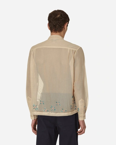 Shop Bode Sequined Floral Net Longsleeve Shirt In Beige