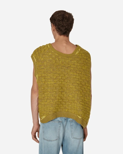 Shop Vitelli Crochet Logo Stitch Basket Gilet In Yellow