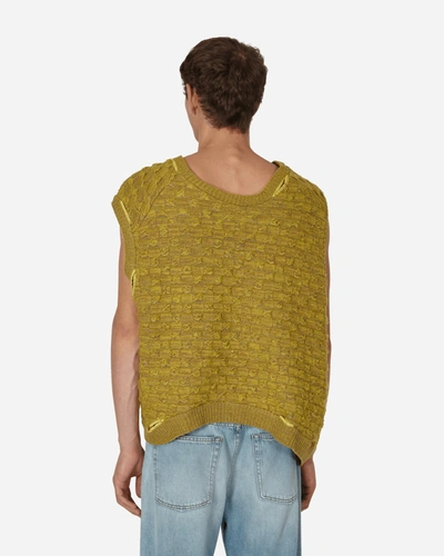 Vitelli Crochet Logo Stitch Basket Gilet In Yellow
