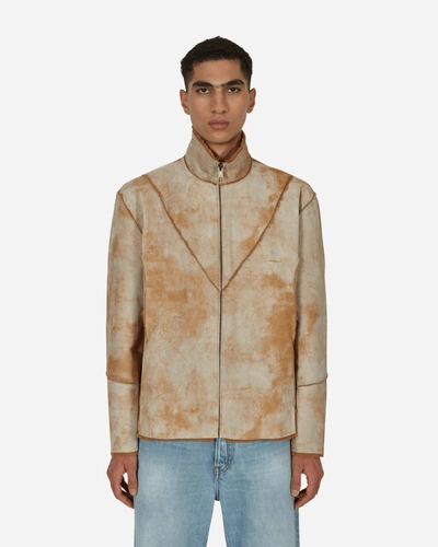 Guess Usa Leather Sherpa Jacket In Beige
