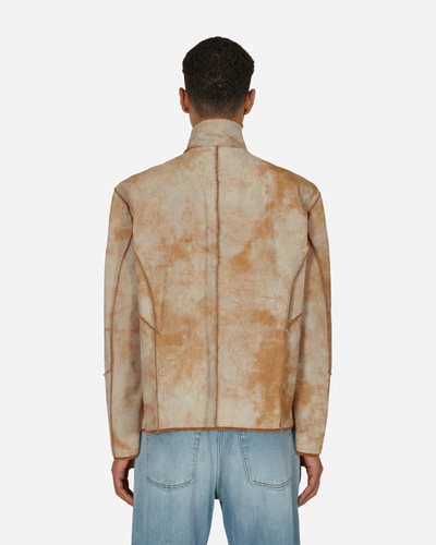 Shop Guess Usa Leather Sherpa Jacket In Beige