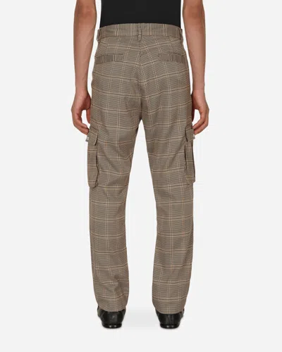 Pleasures Origins Check-pattern Cargo Trousers In Brown