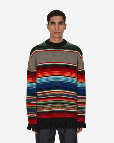 Junya Watanabe Striped-knit Crew-neck Jumper In Black