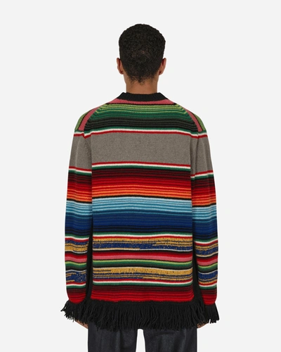 Junya Watanabe Striped-knit Crew-neck Jumper In Black