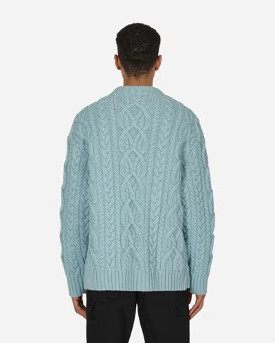 Dries Van Noten Men's Cable-knit Wool Sweater In Blue