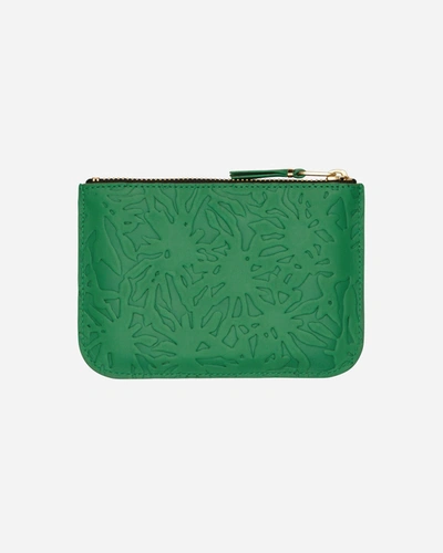 Shop Comme Des Garçons Embossed Leather Zip Pouch In Green
