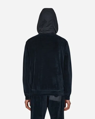 Moncler Velvet Hooded Sweatshirt In Blue