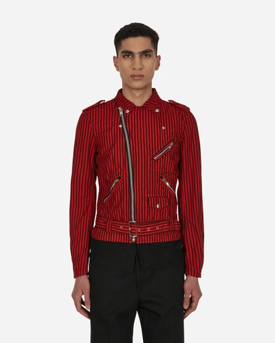 Shop Comme Des Garçons Shirt Stripe Biker Jacket Red In Multicolor