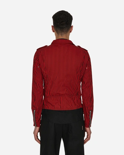 Shop Comme Des Garçons Shirt Stripe Biker Jacket Red In Multicolor