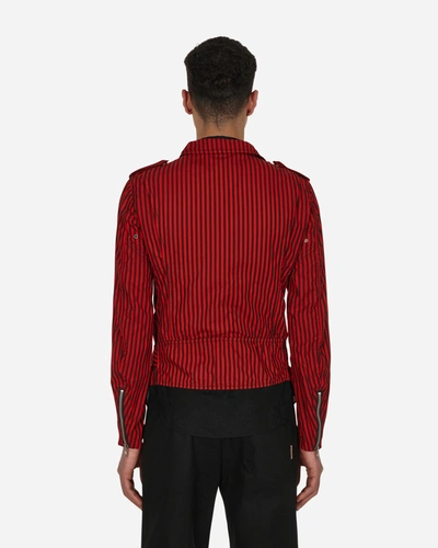 Comme Des Garçons Shirt Stripe Biker Jacket Red In Multicolor