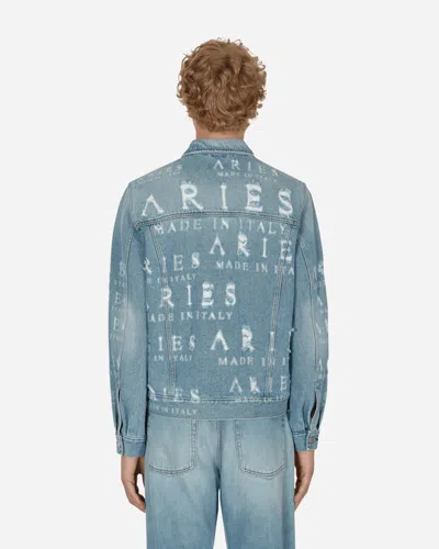 Aries Destroyed Jean Jacket In Blue