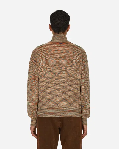 Aries Temple Logo Space Dye Cotton Blend Knit Turtleneck Sweater In Multicolor