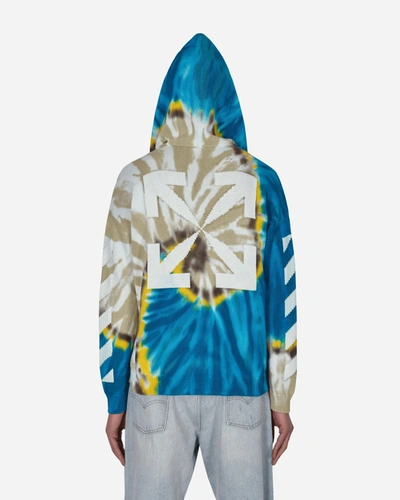 Shop Off-white Diag Tie Dye Knit Hoodie Blue In White