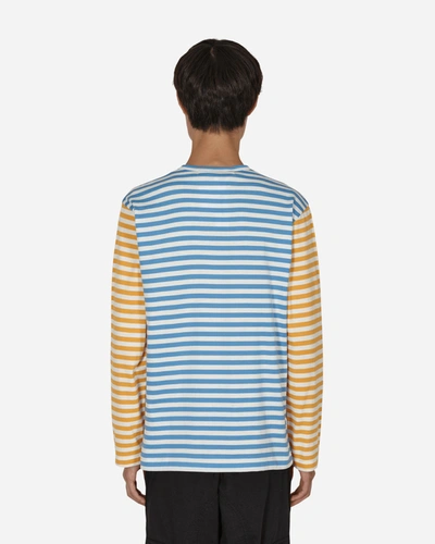 Comme Des Garçons Play Bi-color Stripe Longsleeve T-shirt Blue In Multicolor