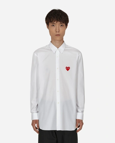 Shop Comme Des Garçons Play Heart Longsleeve Shirt In White